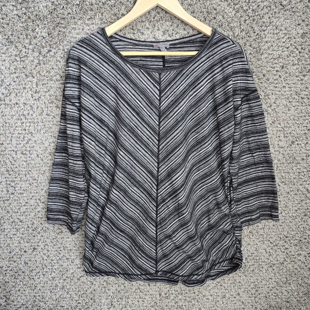 T by Talbots‎ Top Womens Medium Black Striped Scoop Neck Tunic Casual Ladies